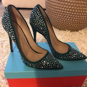 Jean-Michel Cazabat Teal Elle Studded Pumps